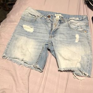 Distressed jean shorts
